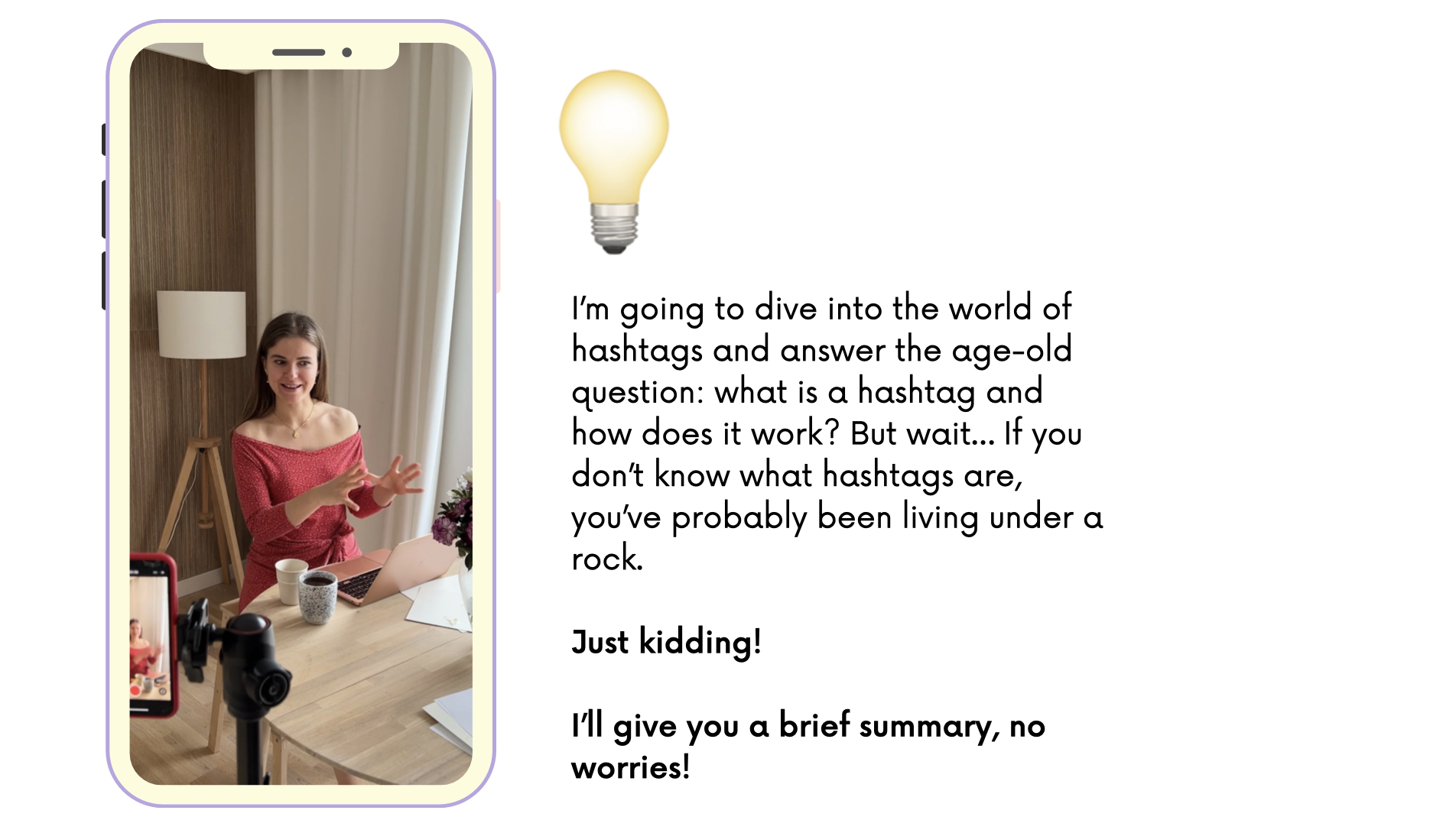 are hashtags dead in 2023 are they working, Do Hashtags Work on Instagram? Are Hashtags Still Relevant in 2023? Understanding the New Instagram Tendencies blonde girl in red dress explaining how to use instagram hashtags in 2023 and whether they're still working on the platform