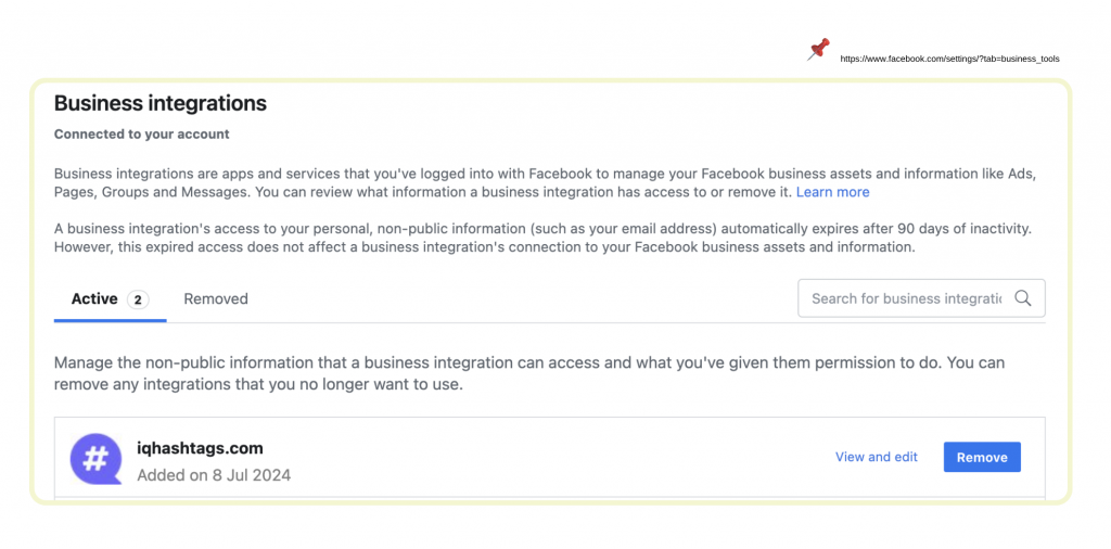 How to Integrate and Re-authenticate Your Instagram Account with IQ Hashtags Through Facebook 24 Screenshot 2024 07 08 at 14.46.07