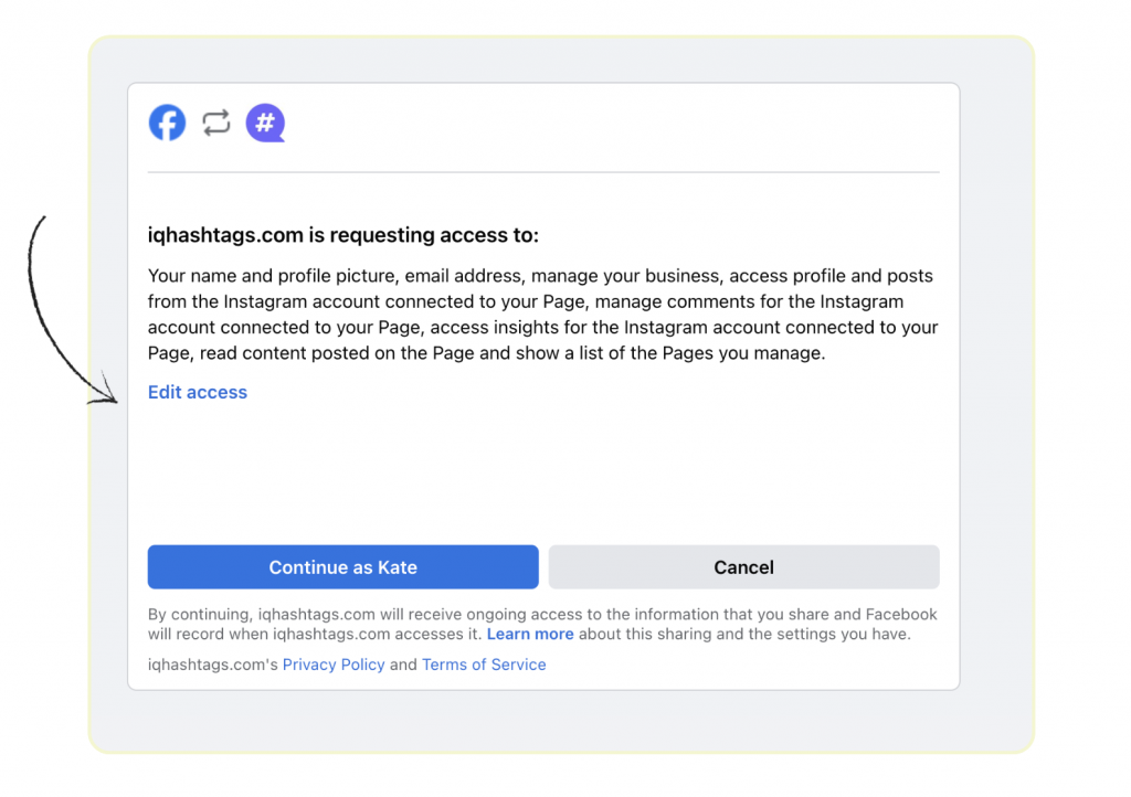 How to Integrate and Re-authenticate Your Instagram Account with IQ Hashtags Through Facebook 28 Screenshot 2024 07 08 at 14.53.58